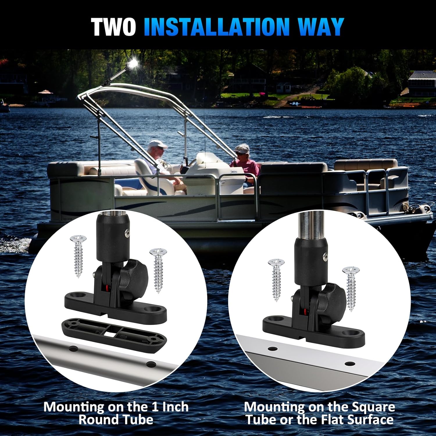 18 Inch Stern Light Bimini Top Anchor Light, LED Pontoon Navigation Lights Waterproof IP67, 3 NM Visibility White Fold Down Rear Boat Lights for Jon Boat, Small Boats, Fishing Boats (12~24V)