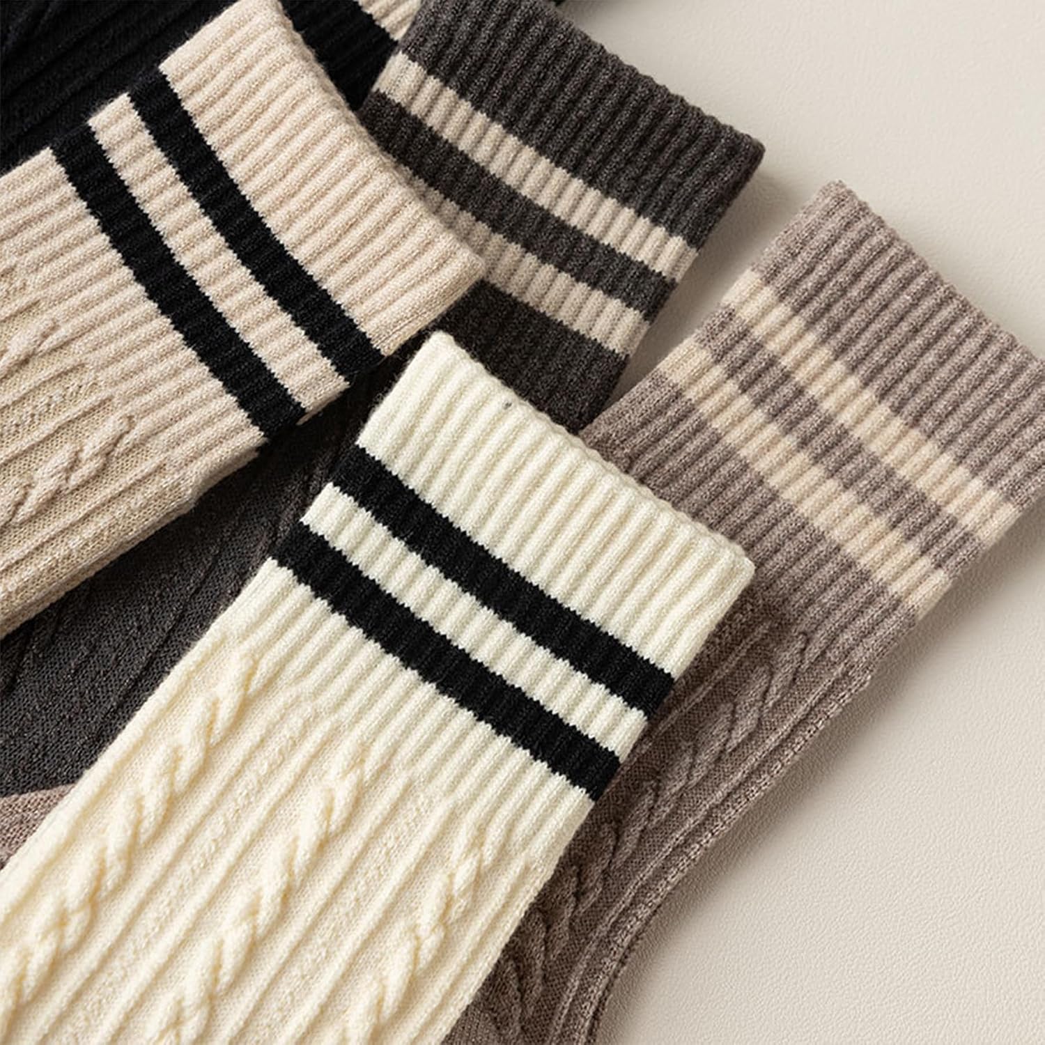 Wool Blend Socks for Women - Sporty Aesthetic Style, Soft Breathable, Fit US Women Shoe Size 5-10, Warm Crew Socks