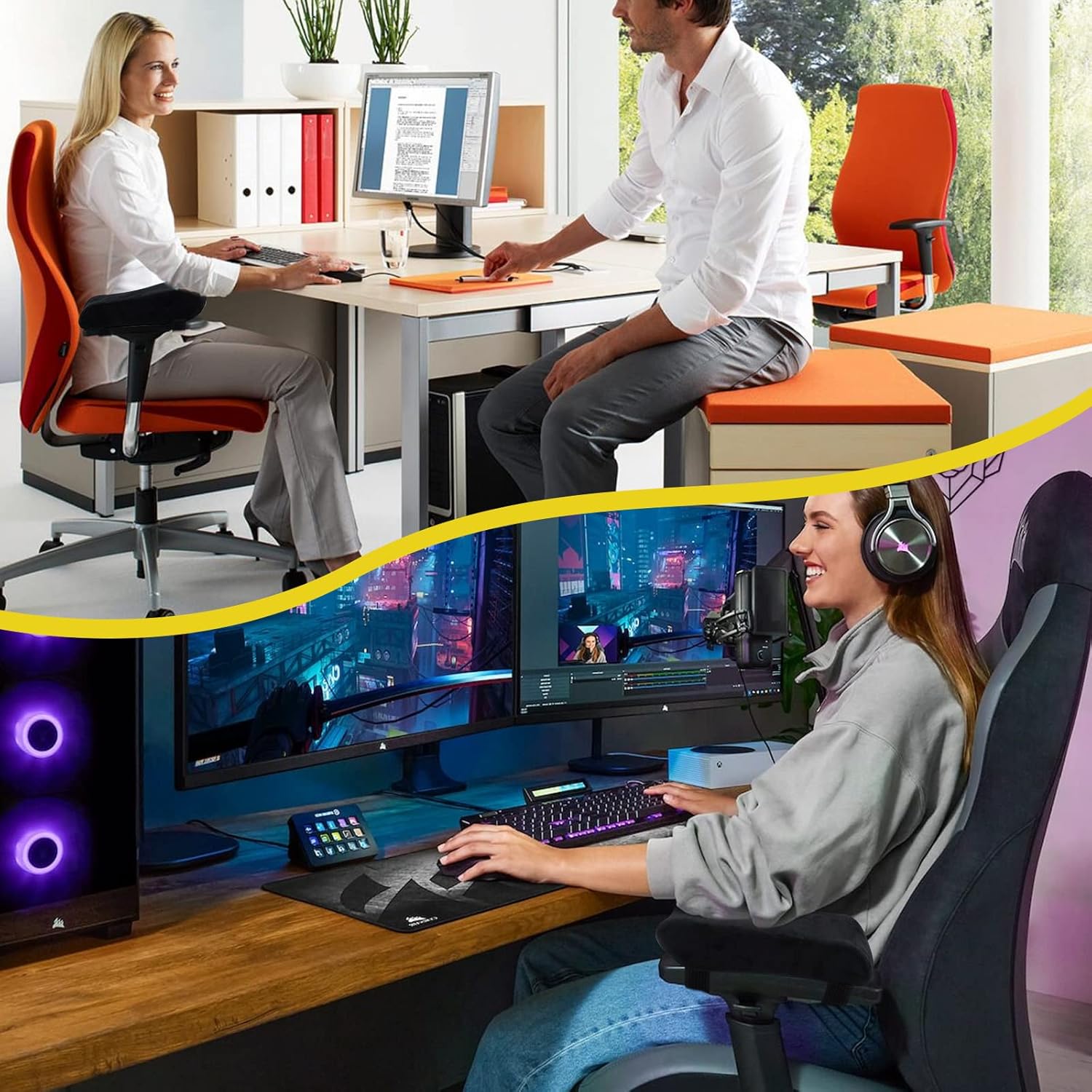 Ergonomic Office Chair Arm Pads, Memory Foam Armrest Pads for Office Chair Gaming Chair Arm Rest Covers for Desk Chair, Armrest Cushions for Elbow Pressure Relief (Set of 2)