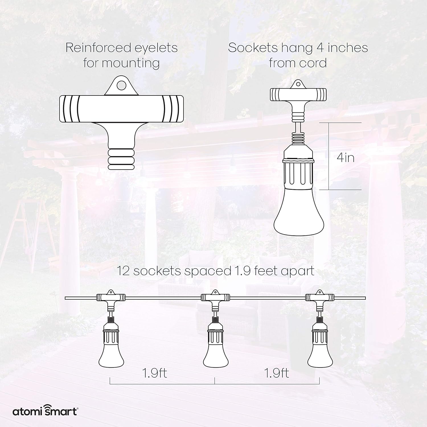 Blасk Frіdау - 70% оƒƒ Atomi Smart 2nd Gen. Color-Changing String Lights - 24ft, Brighter LED Lights, 12 Acrylic Bulbs, WiFi-Compatible with Alexa and Google Assistant, Improved Simple WiFi Set Up