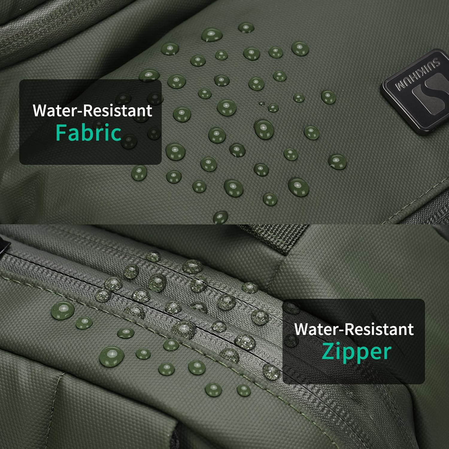 Expandable Business Backpack with 17" Laptop Compartment - Waterproof, Airline Approved, 33L-42L Capacity, for Work & Travel, Green - Image 5