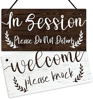 Putuo Decor In Session Do Not Disturb Door Sign, Reversible Double Sided Sign for Business, Office, Therapist, Clinic, Treatment, 10x5 Inches PVC Hanging Plaque - Welcome/in Session