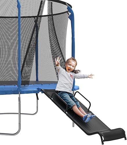 Universal Trampoline Slide 60" * 20" Slide with 2 Iron Plasticized Handles Buffer Bottom Wear-Resistant Fabric Safety Ladder for Kids and Toddle