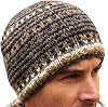 Men Wool Beanie Skull Hat Fleece Lined Handknitted Charcoal Rough Stripe One-Size Handmade Skull Cap Extra Warm Pachamama Fair Trade