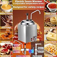 Vista 4 de Dispensador de queso Nacho con bomba de acero inoxidable, calentador de salsa de queso de 2.8 cuartos de galón, calentador eléctrico de 6