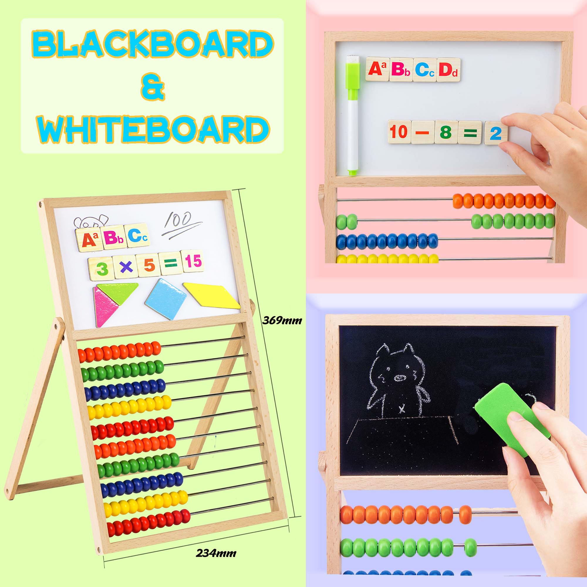Ábaco De Madera Con Tablero Digital - Juguete Educativo Montessori Para Aprender Matemáticas