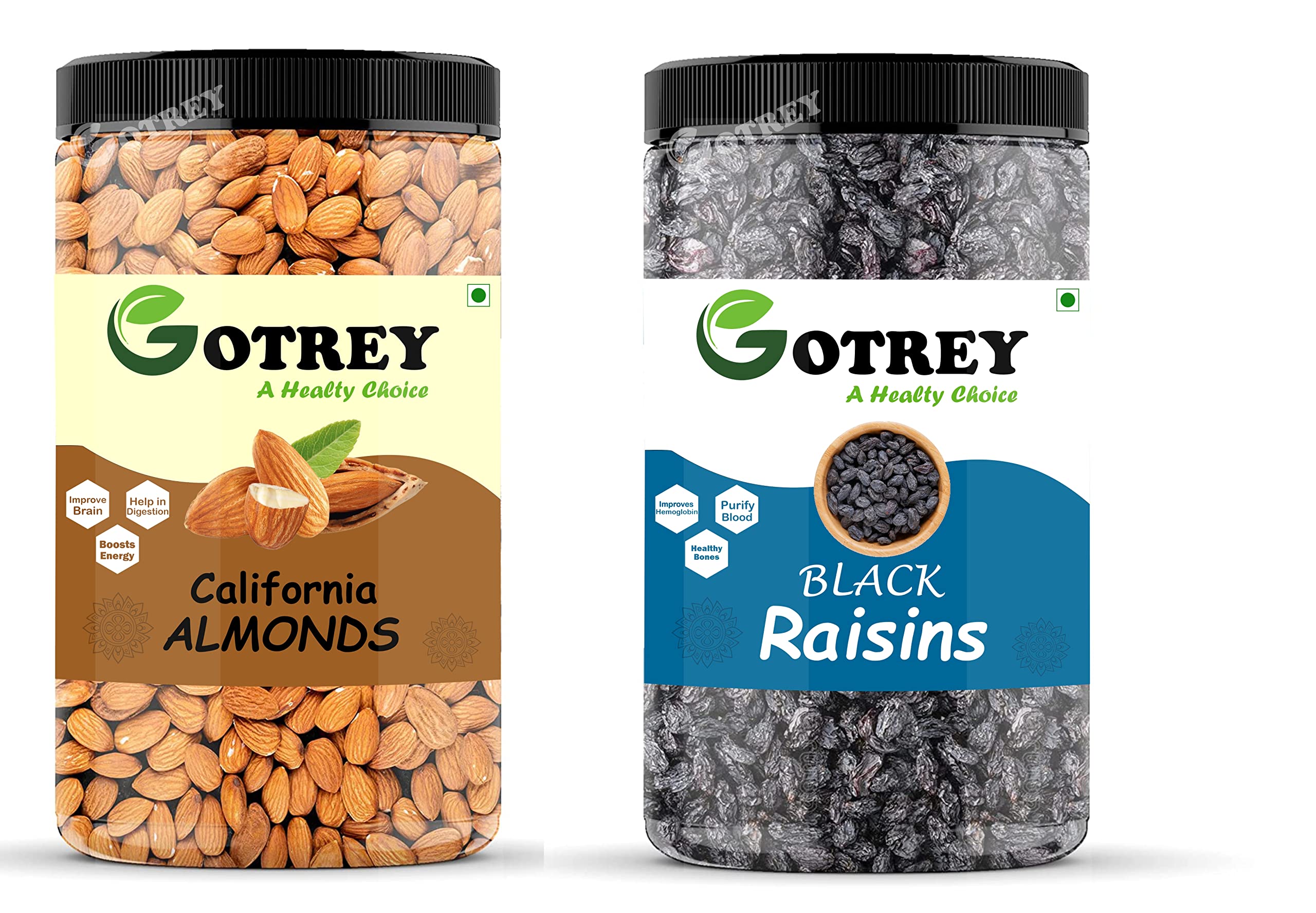 GOTREY California Almonds 250 grams Nutritious Delicious Badam and Premium Seedless Afghani Black Raisins 250 grams Organic Kali Kishmish (Munakka) Freshly Farm Picked Combo Pack of 2 (500 grams) (B0BDMSGG4Q) Amazon Price History, Amazon Price Tracker