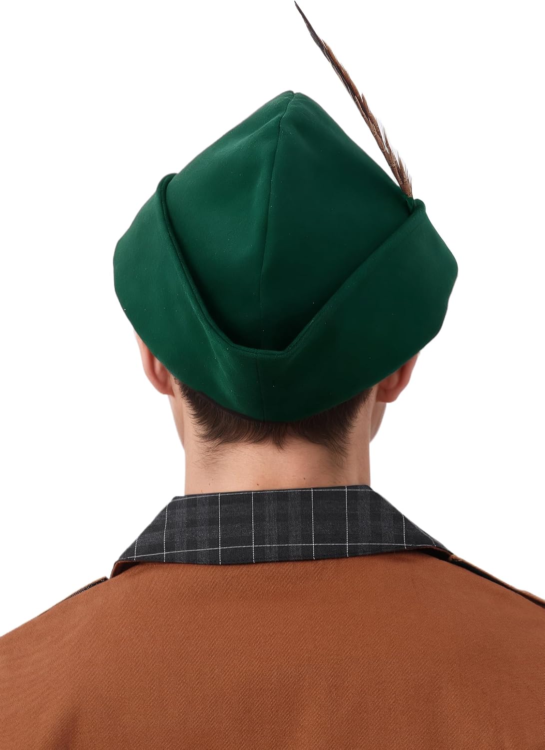 PROCOS Renaissance Robin Hat with Feather Felt Bycocket Hunter Hats Medieval Accessory for Mens Womens