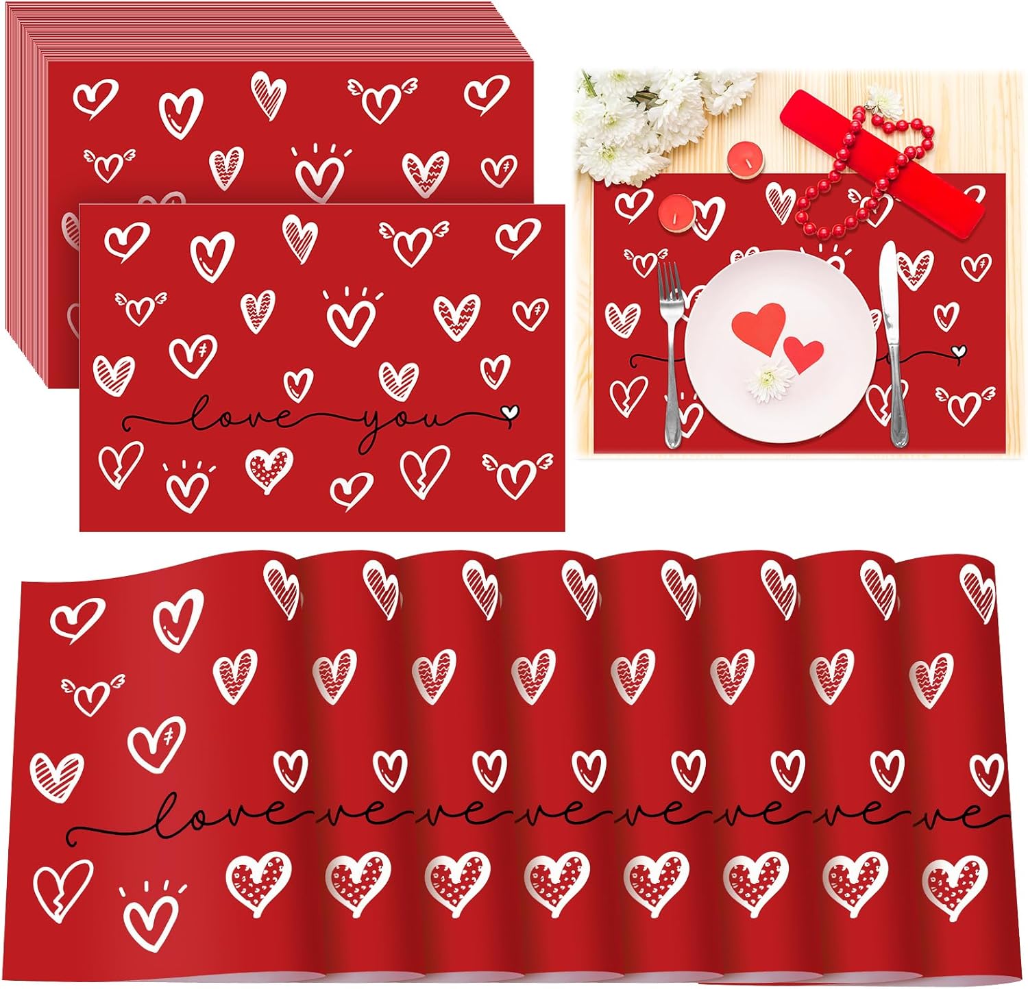 Zonon 36 Pcs Spring Summer Disposable Paper Placemats Bulk