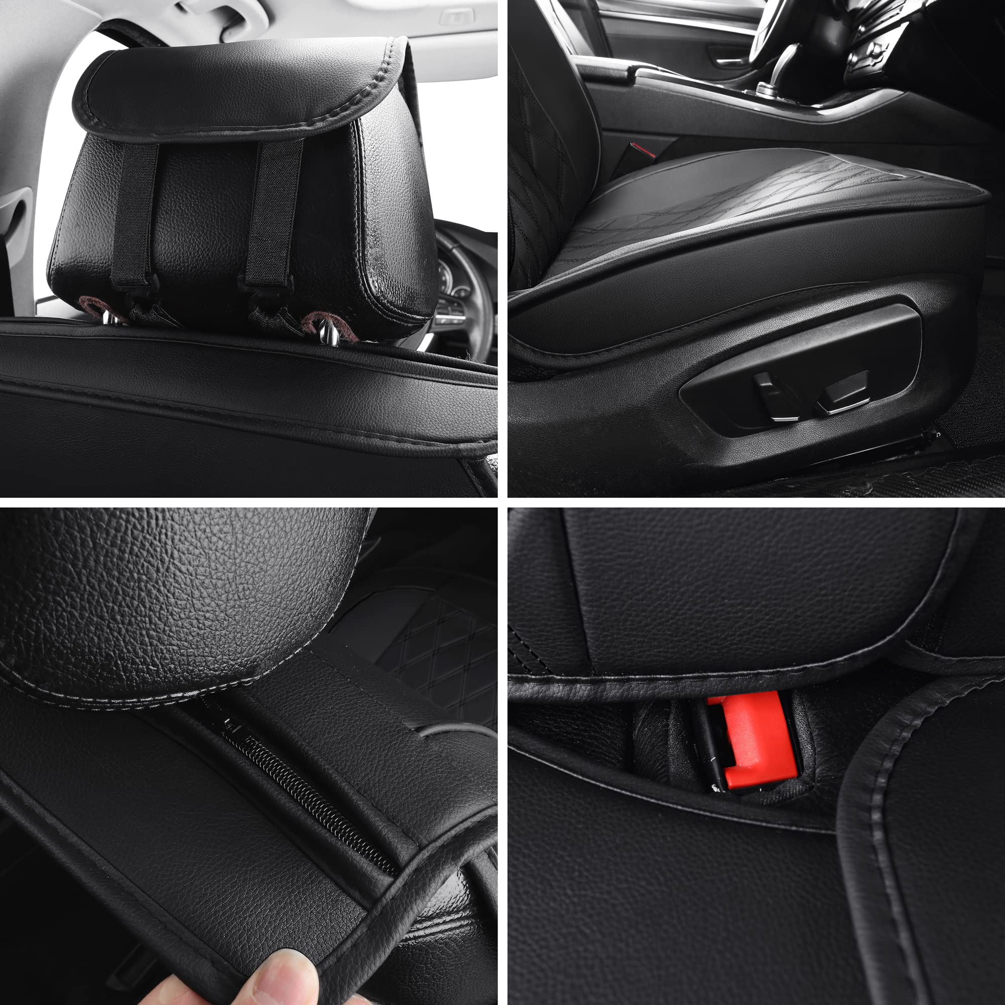 Coprisedili Anteriori Auto in Pelle PU di Lusso - Impermeabili e Compatibili con Airbag Laterale - Universali per la Maggior Parte delle Auto - Protezione di Alta Qualità per i Tuoi Sedili