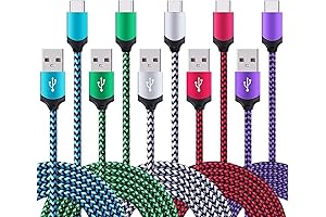 5 Pack 6ft Fast USB Type C Cable Phone Charger Cord for Samsung Galaxy Devices