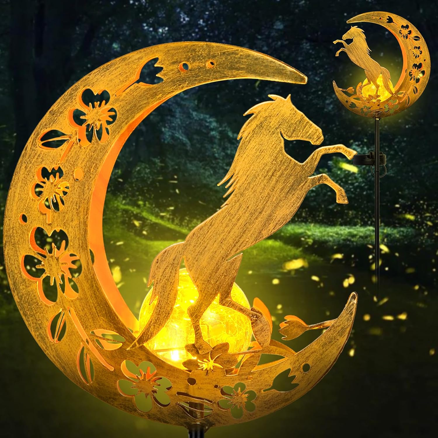 Solar Lights Mothers Day Gifts Horse Garden Decor Mothers Day Gifts for Women Mom Grandma Sister Hanging Horse Solar Lights Metal Solar Garden Decoration Outside for Yard, Patio, Backyard, Porch, Lawn