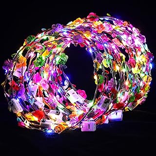 40 Pcs LED Flower Headband, Light up Flower Crown Garland Flower Headdress Floral Headpiece for Women Girls Hair Accessori...