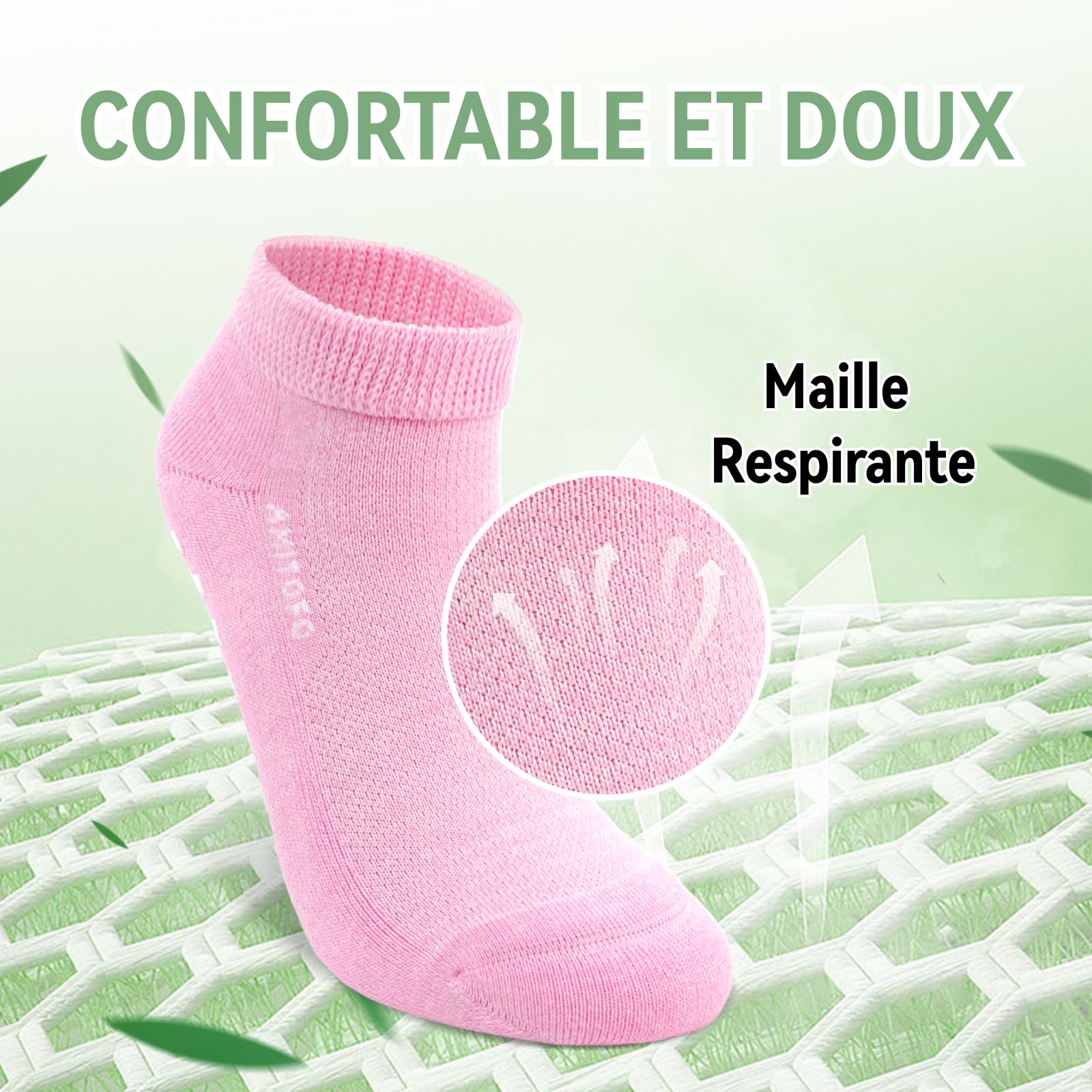 LOFIR Chaussettes Diabétiques Antidérapantes Femme: Socquettes Sans Couture Sans Élastique en Bambou Homme avec Semelle Coussinée pour Pieds Gonflés Personnes Âgées Enceintes