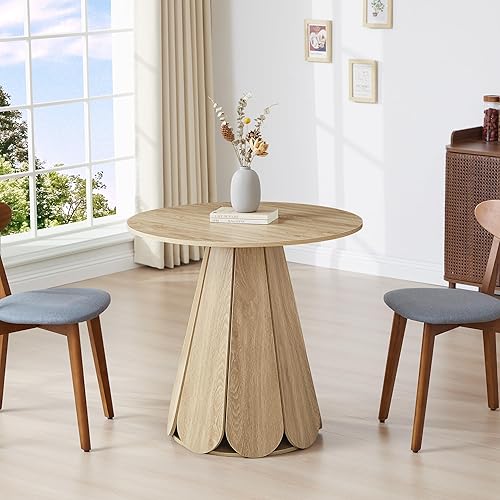 Mesa de comedor redonda pequeña de 31.5 pulgadas, mesa de cocina moderna para 2 a 4 personas, mesas de comedor redondas de madera de granja con base