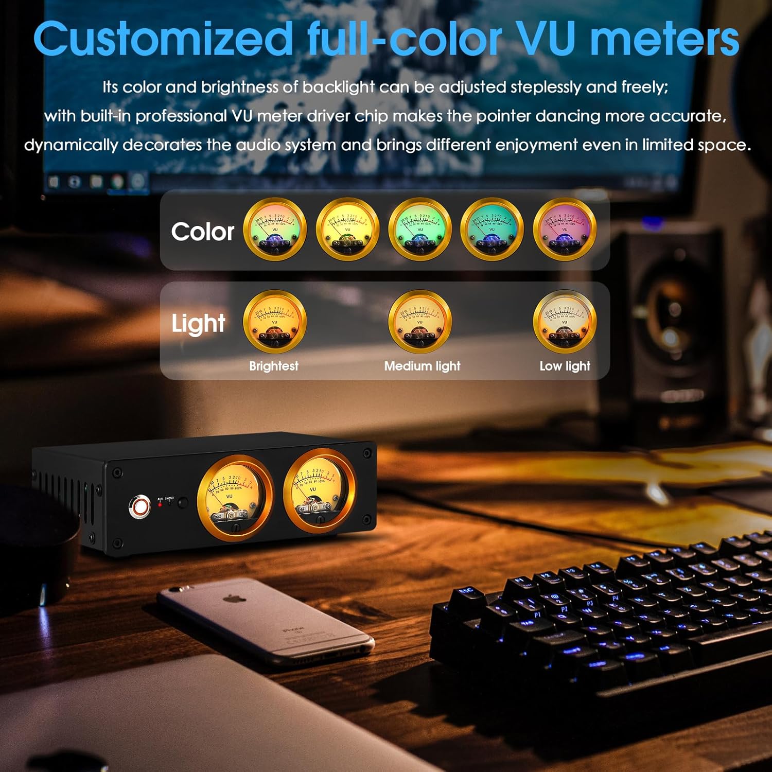 Douk Audio T13 Phono Preamp for MM Turntables Stereo Desktop Headphone Amplifier VU Meter