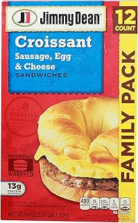 Jimmy Dean Sausage, Egg and Cheese Croissant Breakfast Sandwiches, 12 Count (Frozen)