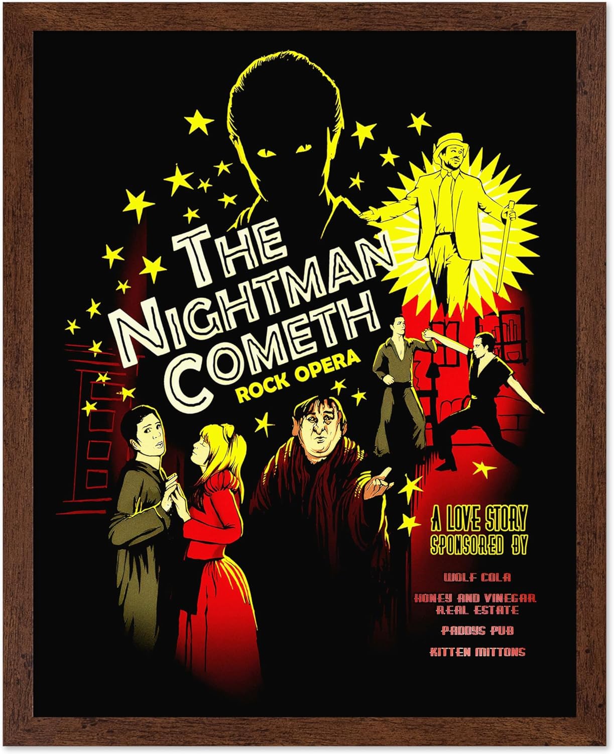 Poster Master Vintage Advertising Poster - Retro TV Series Print - Gift for Artist, Actor - Nightman Cometh, Its Always Sunny in Philadelphia - Wall Decor for Studio, Office, 8x10 Brown Framed