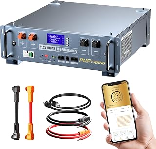 48V 100Ah LiFePO4 Lithium Battery, Support Inverter Communication, WIFI Remote Control,Smart Display,Bluetooth,Built-in 100A BMS8000+ Cycles, Max. 5.12kW Power Output Perfect for Solar System,Off-Grid