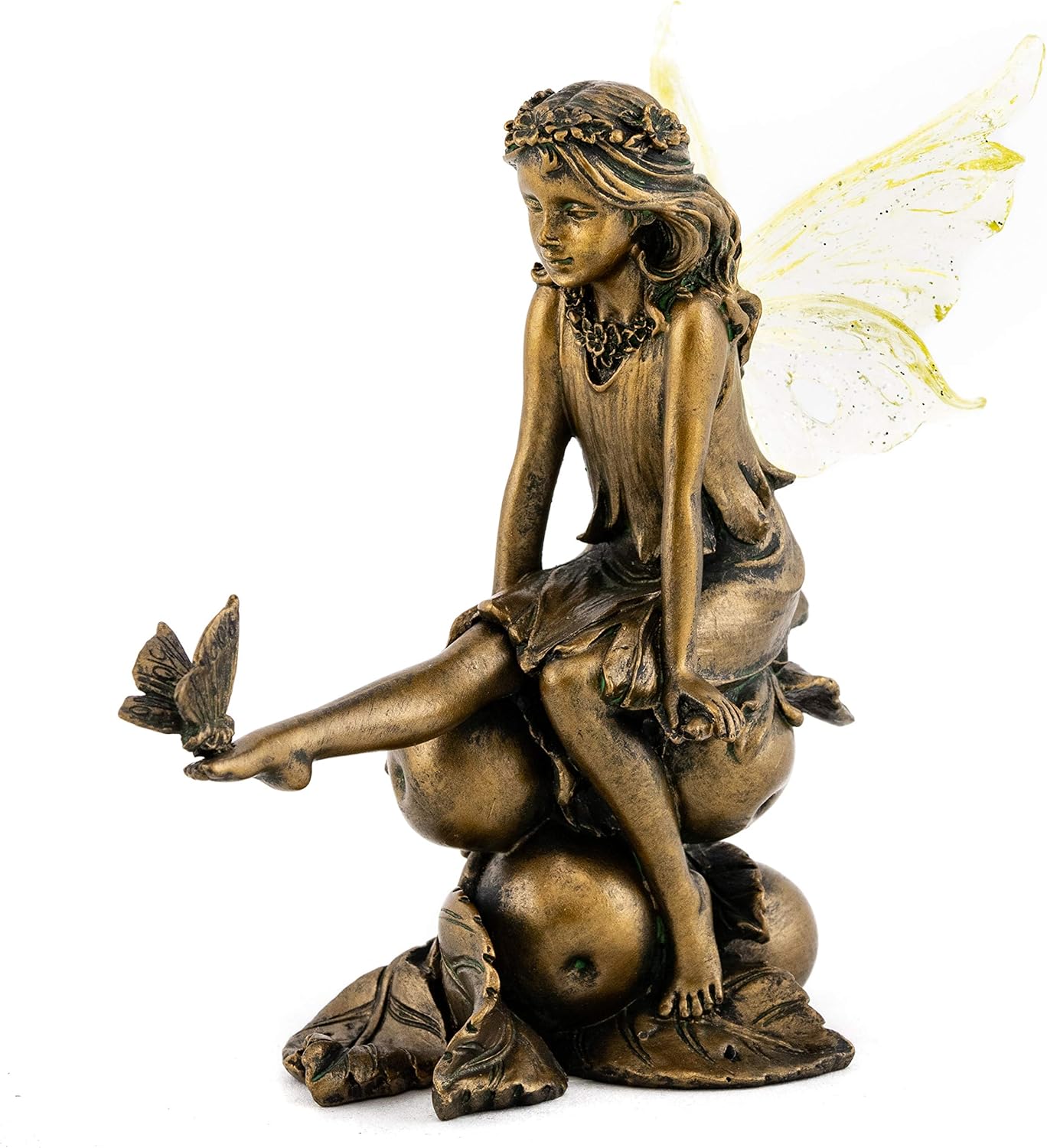 Top Collection Fairy with Butterfly on Foot Statue - Hand Painted Mythical Sculpture with Bronze Finish Look- 4-Inch Collectible Figurine