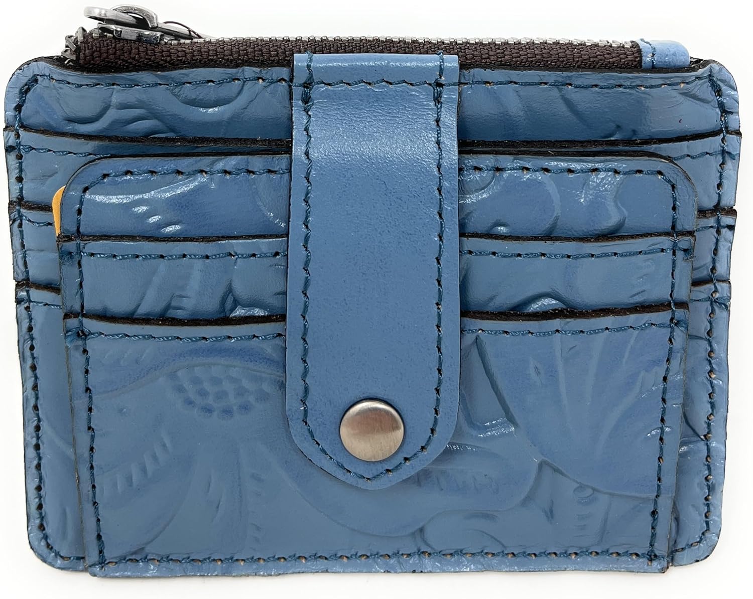 Patricia Nash Leather Cassis ID Card Case Wallet, Tooled Safflower Blue