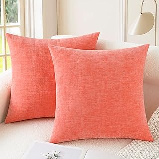 CaliTime Throw Pillow Covers Decorative 18 X 18 Inches Pack of 2 Cozy Ch...
