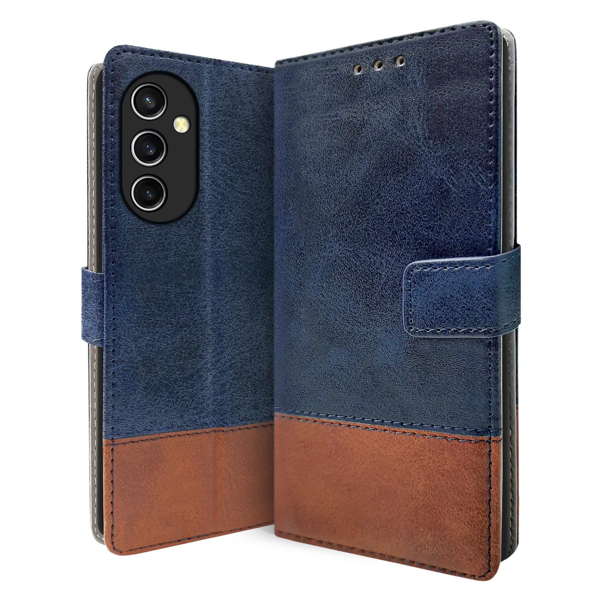 CEDO Samsung Galaxy S23 FE (5G) Flip Cover | Leather Finish | Inside Pockets & Inbuilt Stand | Shockproof Wallet Style Magnetic Closure Back Case Flipcover (Blue Brown) (B0CNYVHKBD) Amazon Price History, Amazon Price Tracker