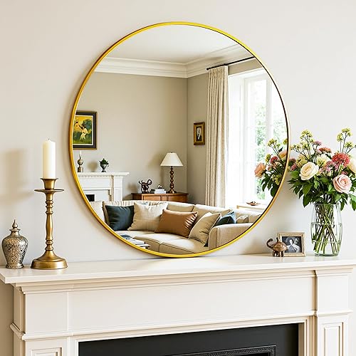 Antok Espejo de pared, espejo de tocador de baño de 18 x 18 pulgadas, vidrio templado HD antioxidante, espejos montados en la pared para sala de