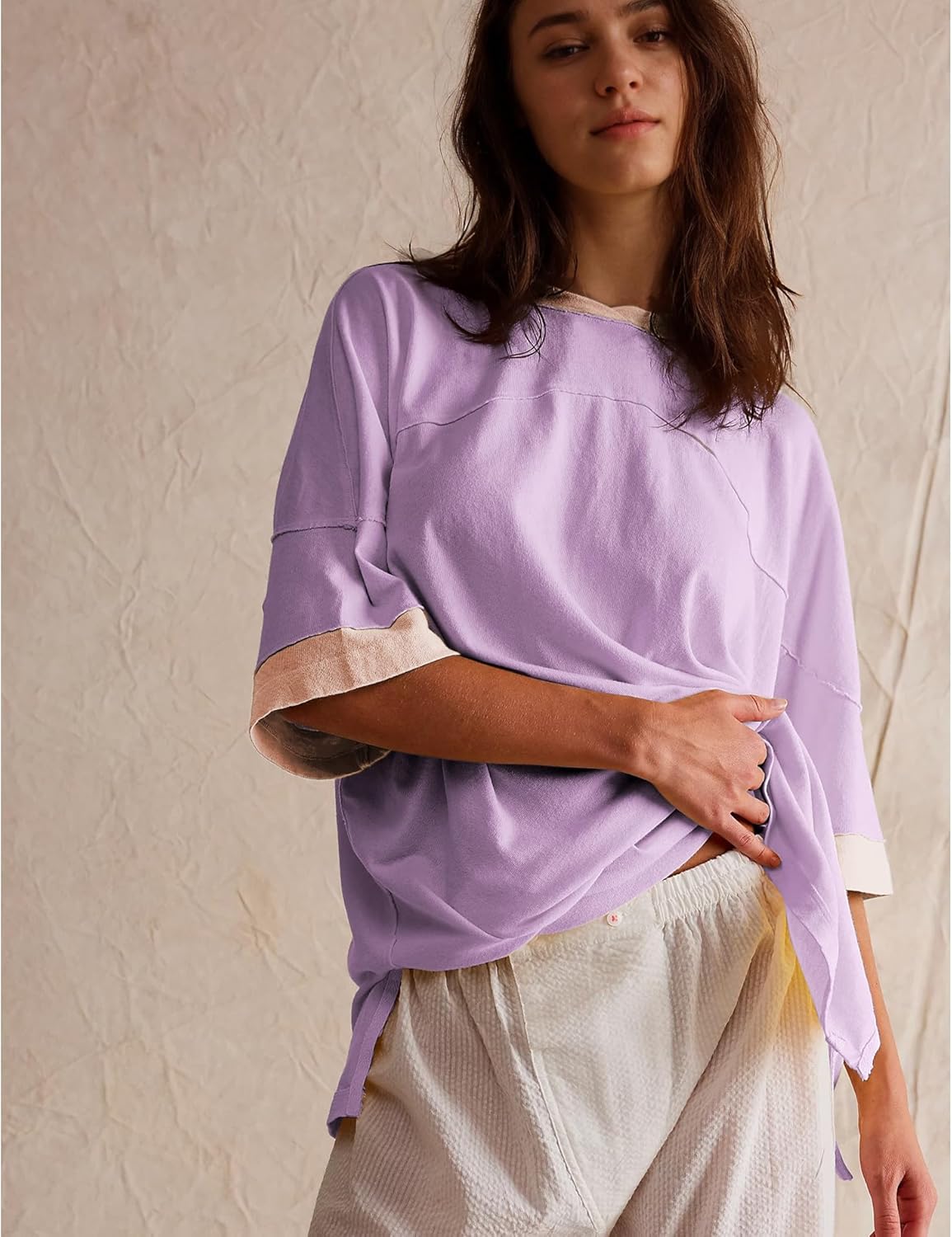 Songling Womens 3/4 Length Sleeve Casual Loose Fit Summer Tee Shirt Basics Cotton t Shirts Trendy Tops - Image 5