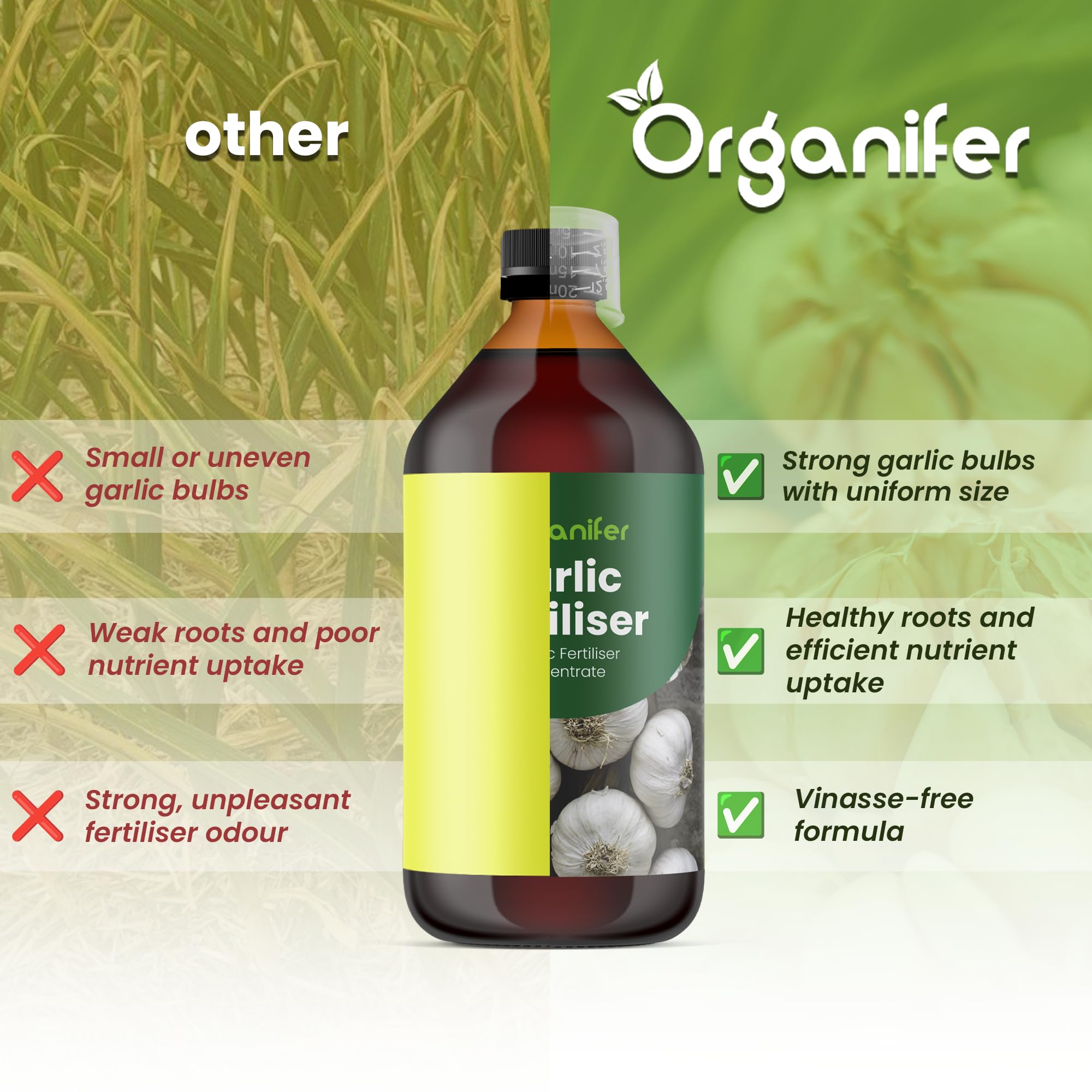 Fertilizante Líquido - 10L - Para Ajo - NPK 2-1-8 | Crecimiento Saludable Y Plantas Vigorosas - Organifer