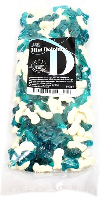 Just Treats Dolphins Mini Blue and White (500g Treat Bag)
