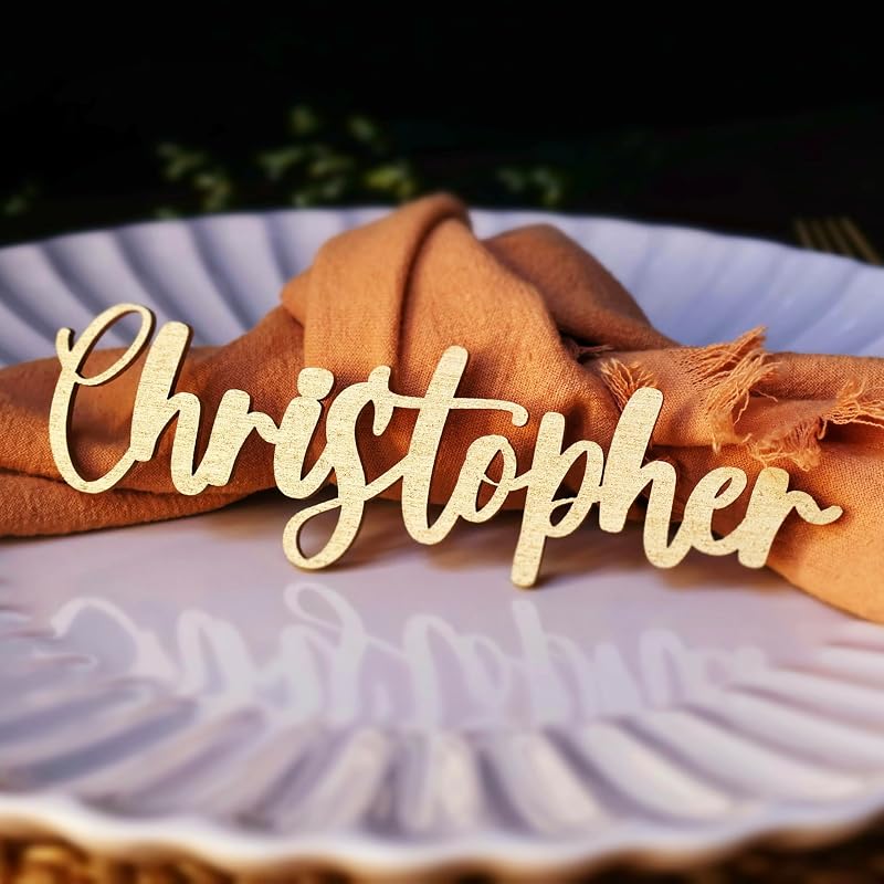 Customized Wooden Name Tags for Place Setting, Personalized Place Cards for Weddings