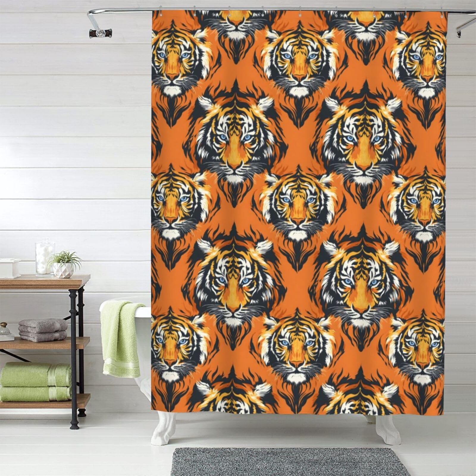 Rideau de douche en tissu pour salle de bain moderne imprimé tigre 152x183