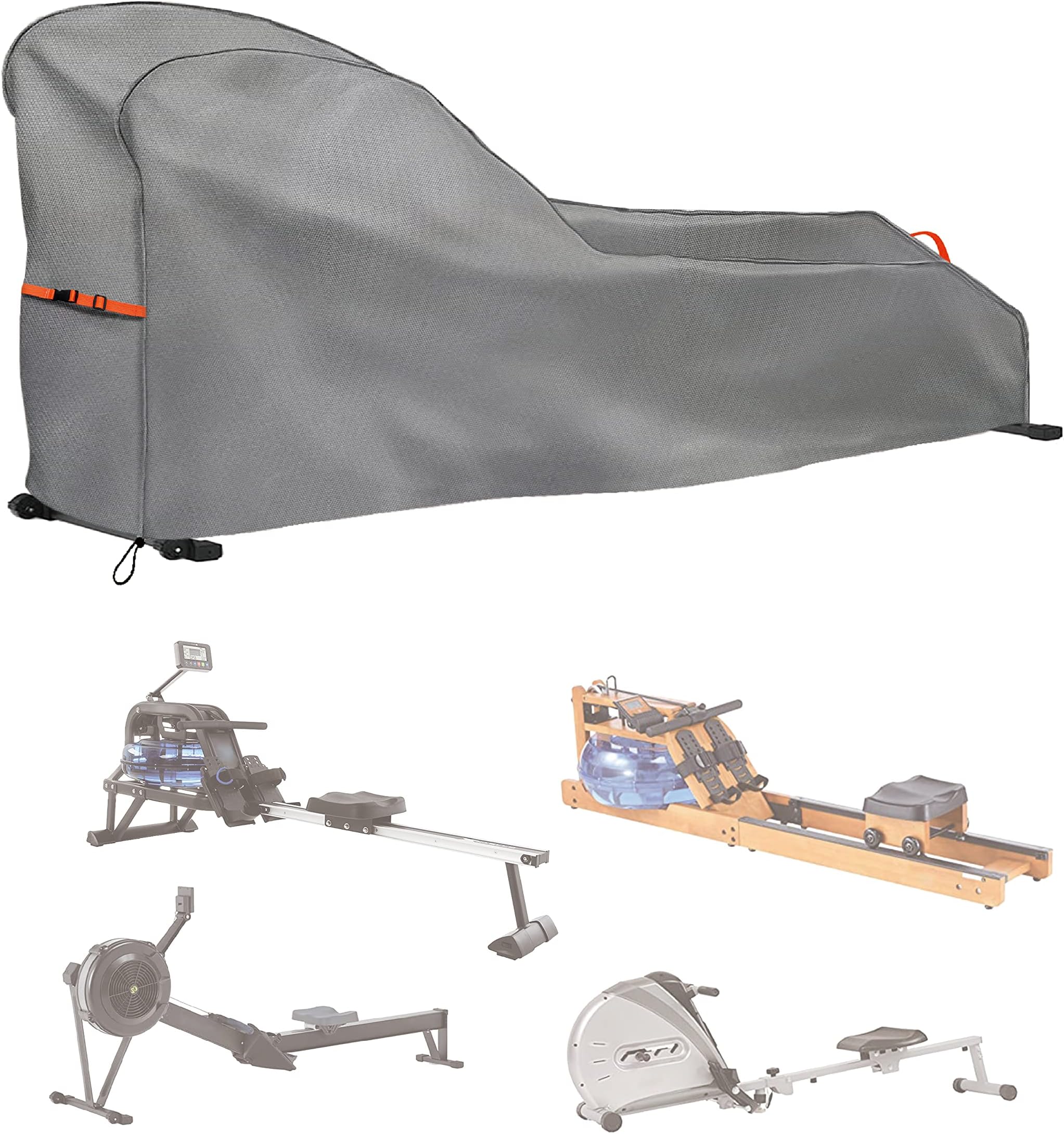 Rowing Machine Cover Waterproof – Heavy Duty Oxford Fitness Equipment Protector, Dustproof UV-Outdoor Rower Cover with Buckles and Drawstring, Fits Most Rowing Machines up to 112" L x 24" W x 40.5" H
