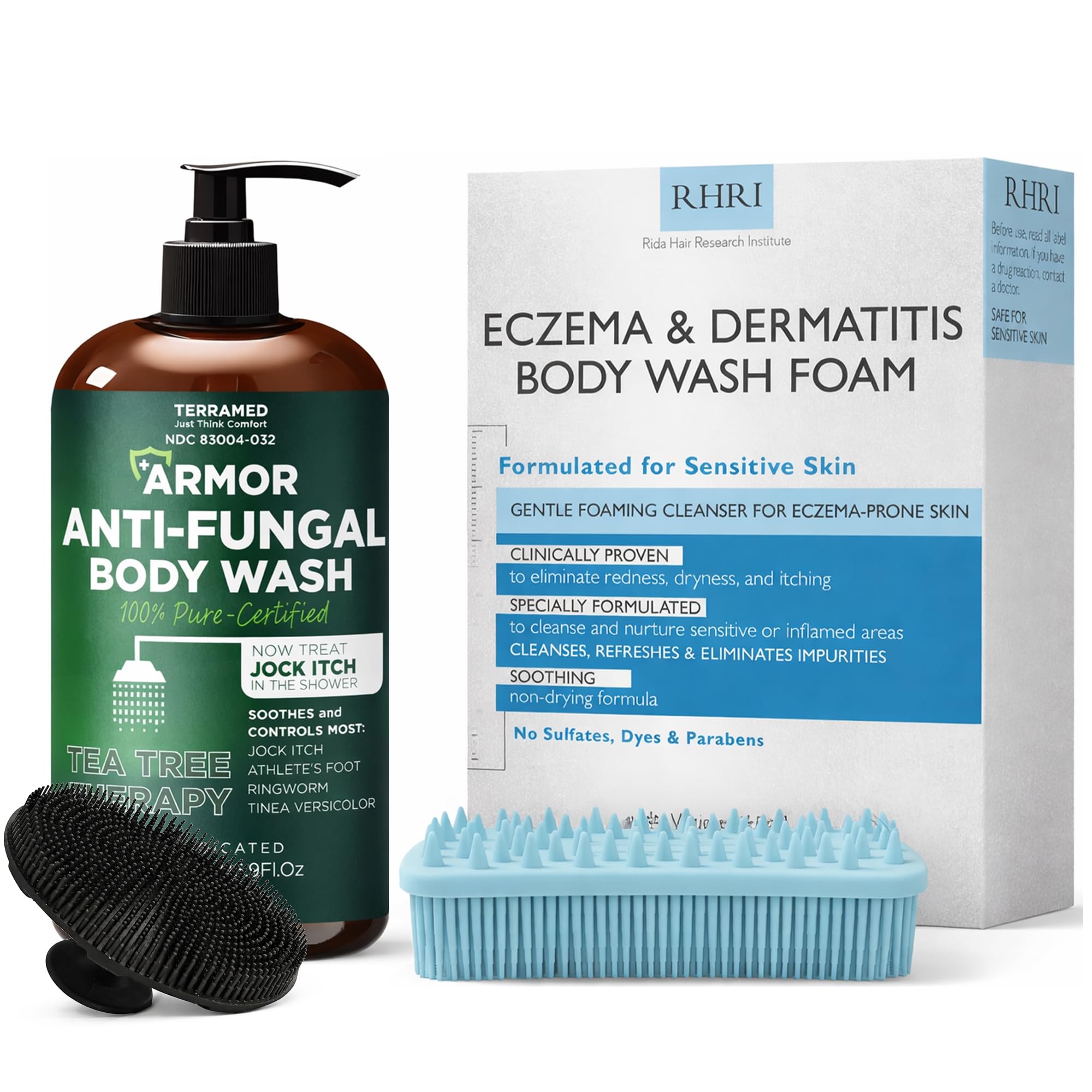 Eczema Antifungal Body Wash Bundle Sensitive Skin Foaming Cleanser for Eczema Ringworm Jock Itch Soothes Dryness Itching Irritation