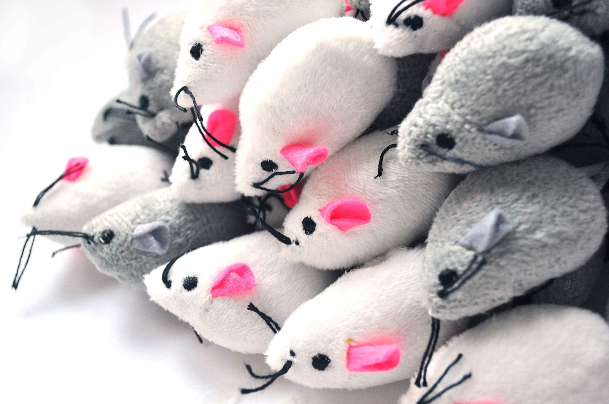 Ratones de gato para juguetes con sonajero de campana, ratón, gatito, (blanco y gris)