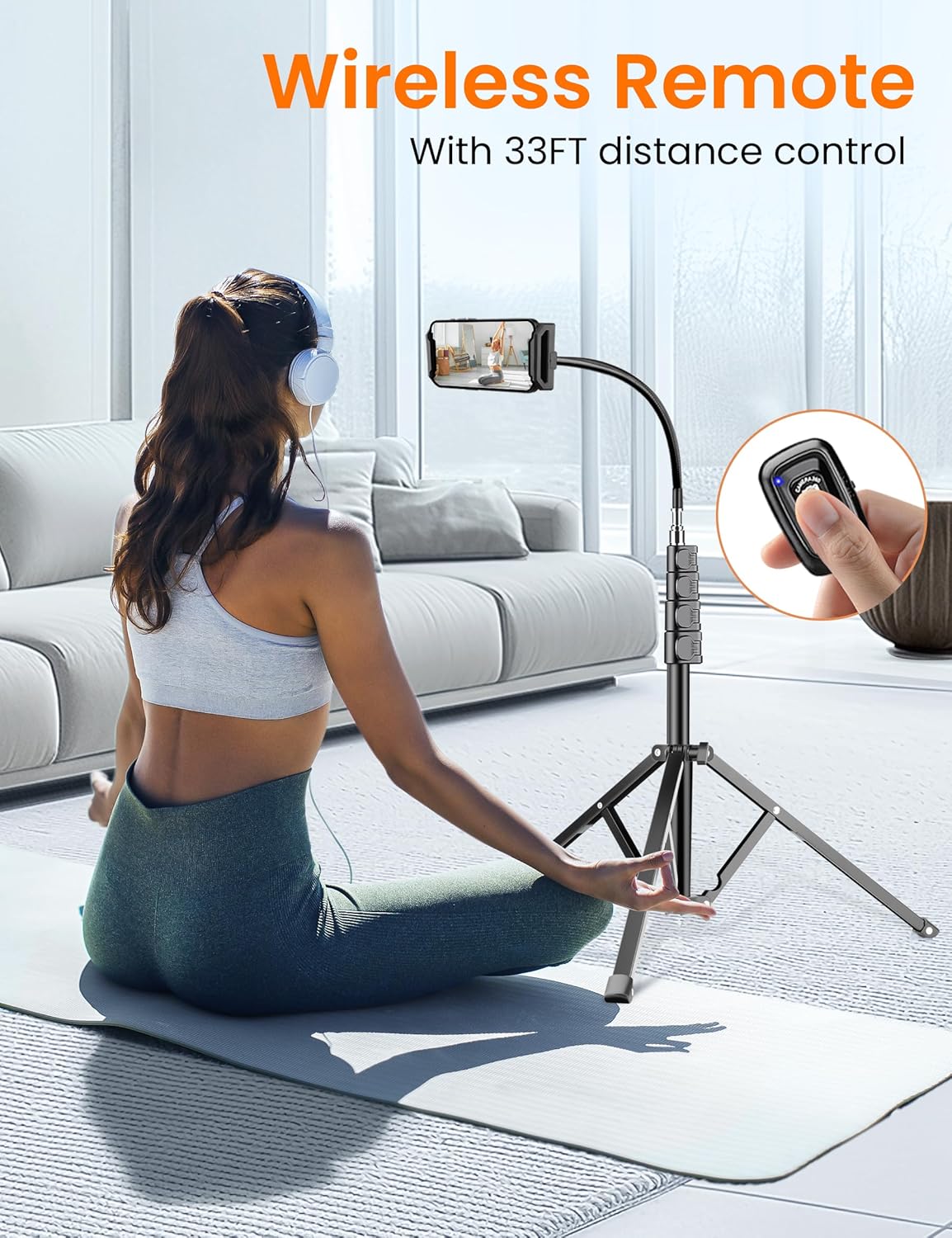 Heavy Duty Tablet Tripod Stand for iPad, 81" Tall Tripod Floor Stand with Remote and Flexible Gooseneck, Adjustable Tablet Holder Mount for iPad mini/Air/Pro, Kindle, iPhone