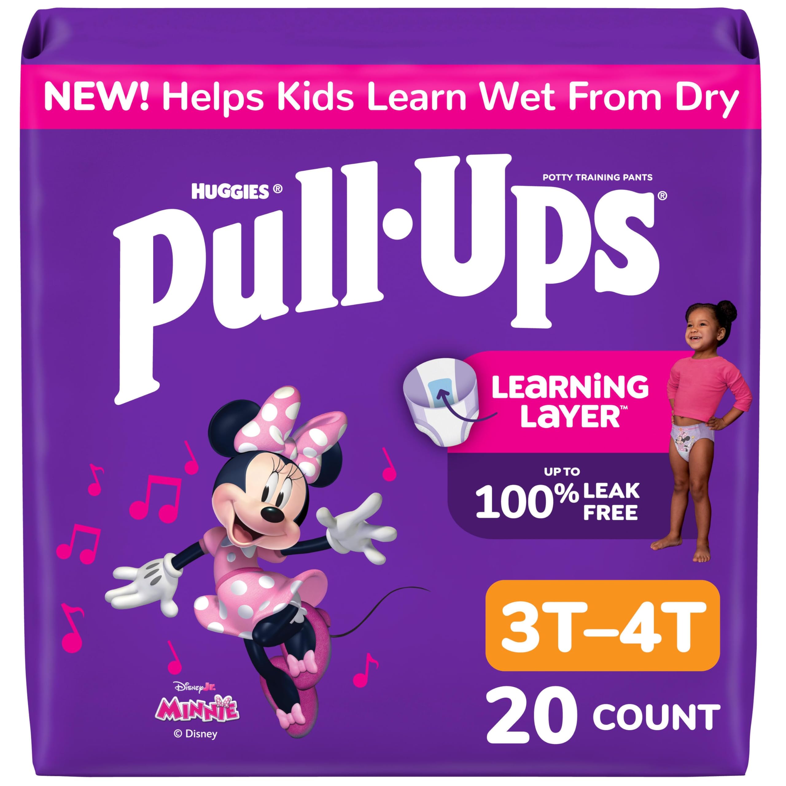 Pull-Ups Girls' Potty Training Pants, Size 3T-4T Training Underwear (32-40 lbs), 20 Count
