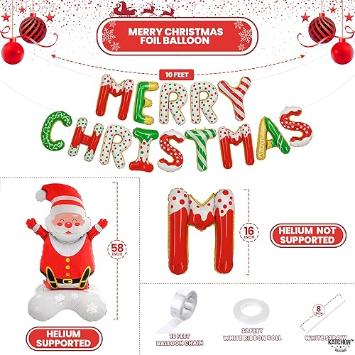 Miniatura 2 de KatchOn, Globos de Navidad de Papá Noel, paquete de 10, grandes, globos de papel de aluminio de Feliz Navidad, globos de Papá Noel, elfos, globos de