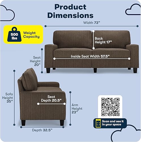 Miniatura 102 de Serta Palisades Sofás Tapizados para Sala, Sofá de Diseño Moderno, Tela, gris (Glacial Gray) gris (Glacial Gray),Beige,Marrón,Alforfón Beige,Marrón