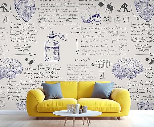 Miniatura 23 de JUYAINU Mural 3D de boceto botánico, murales de pared florales vintage, papel tapiz con patrón de plantas retro, mural grande para sala de estar,