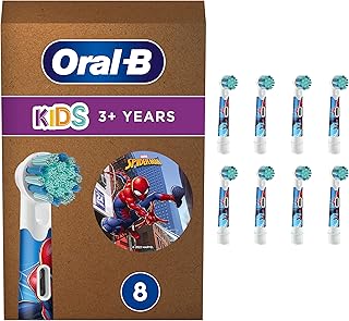 Oral-B Pro Kids Spiderman Aufsteckbürsten — ORIGINAL Zahnbürstenaufsatz für Elektrische Oral-B Pro Kinder Zahnbürste — Ersatzbürsten, Bürstenköpfe ab 3 Jahren — Weiß, 8 Stück