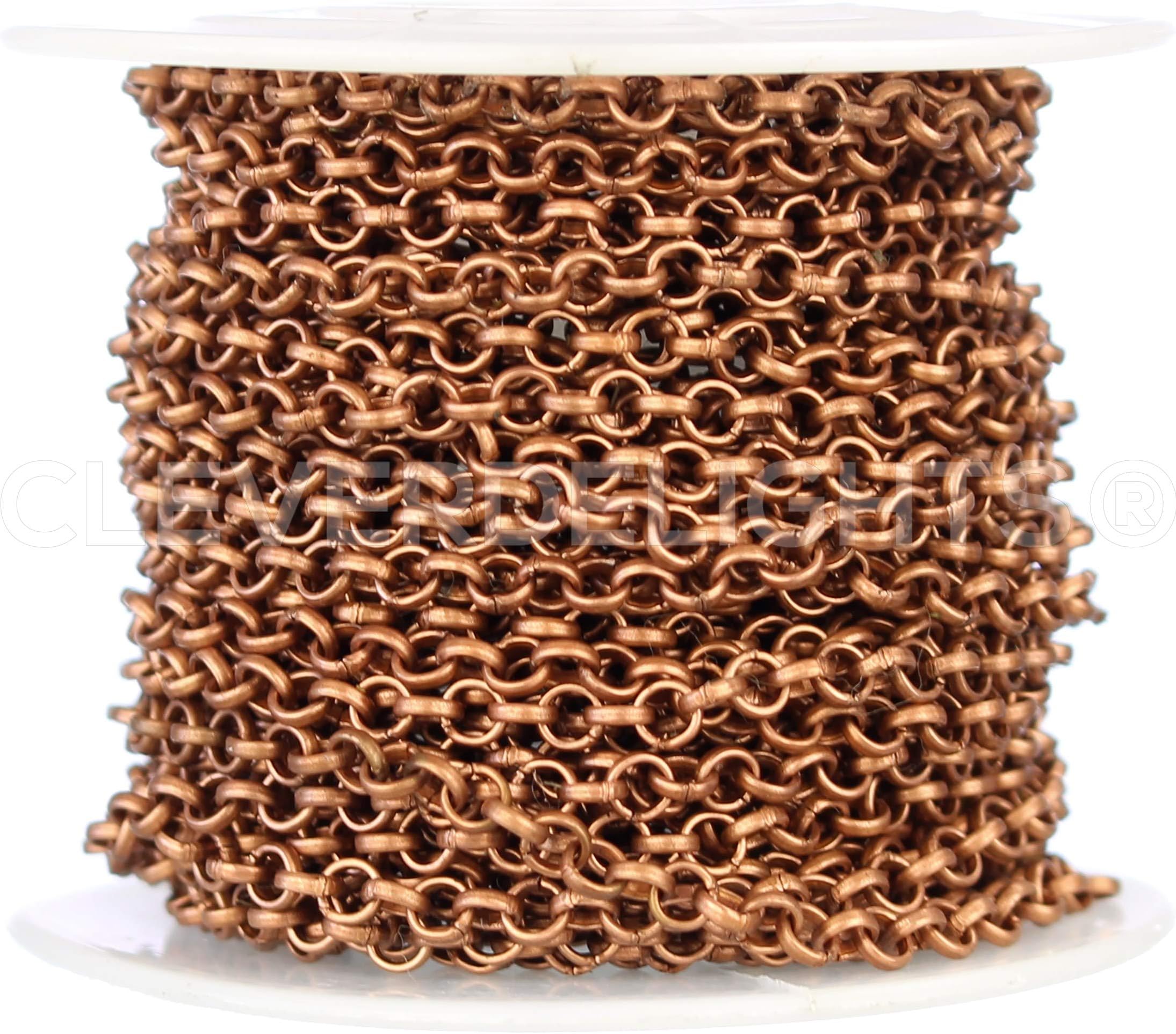 CleverDelights Bulk 1/8" Rolo Chain - 25 Feet - Antique Copper Color