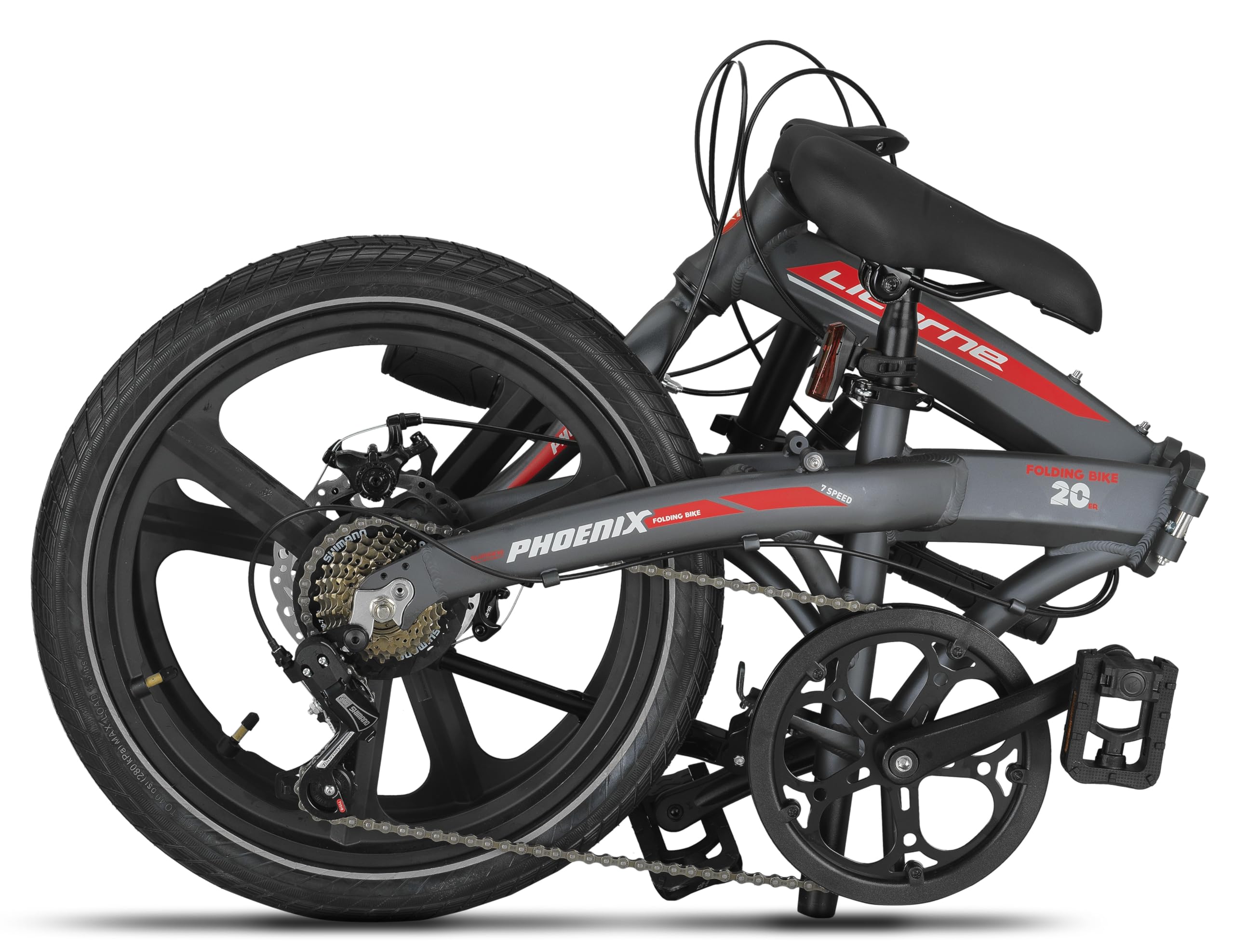 Licorne Bike Phoenix składany rower 2D Cross 20", aluminiowy, hamulec tarczowy, hamulec tarczowy, rower składany, dla mężczyzn i kobiet, 7 biegów, składana przerzutka miejska, aluminiowa rama