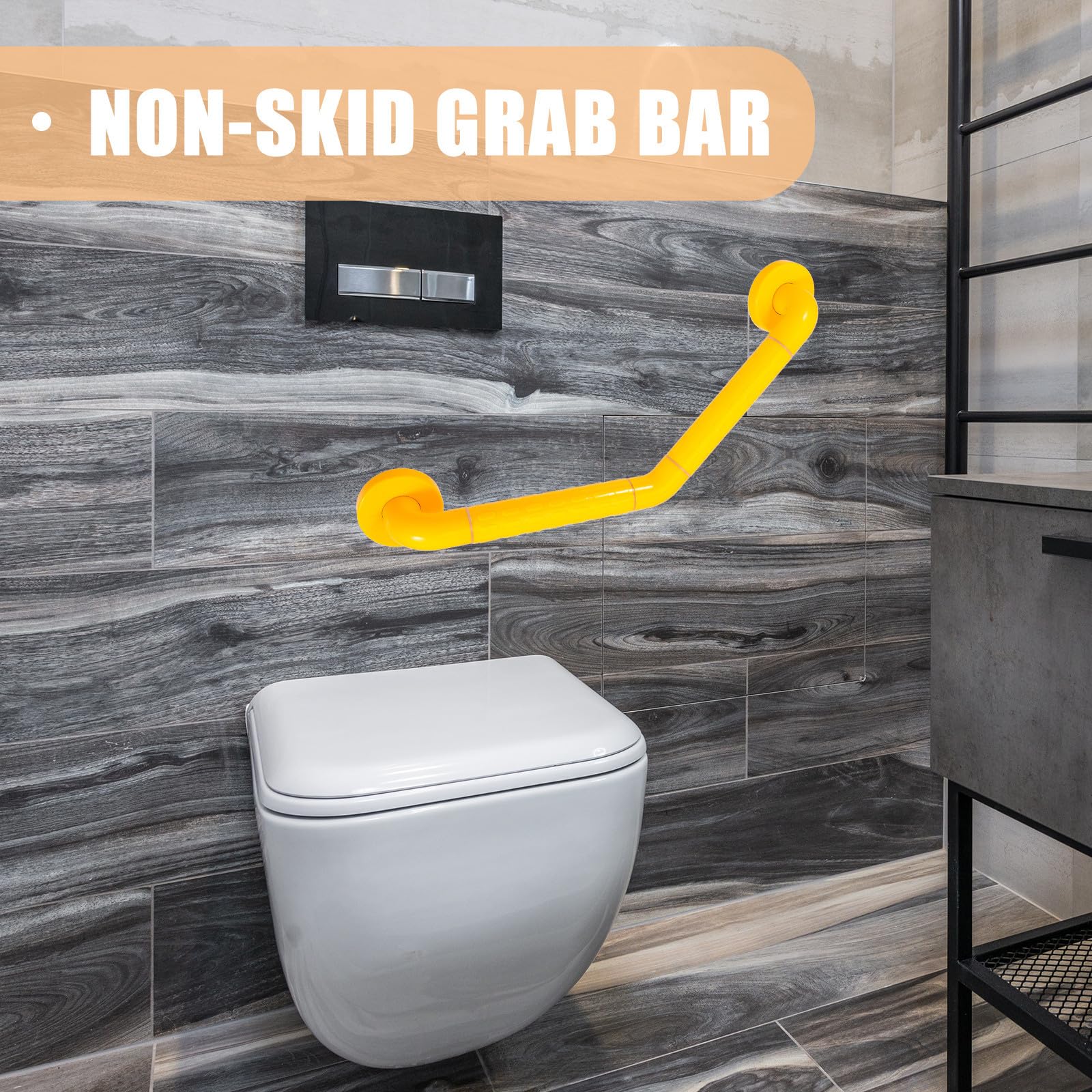 Pasamanos de Seguridad de Acero Inoxidable para Baño, Hogar y Ducha | Color Amarillo, Diseño Simple Creativo, Instalación Fácil, Uso Doméstico