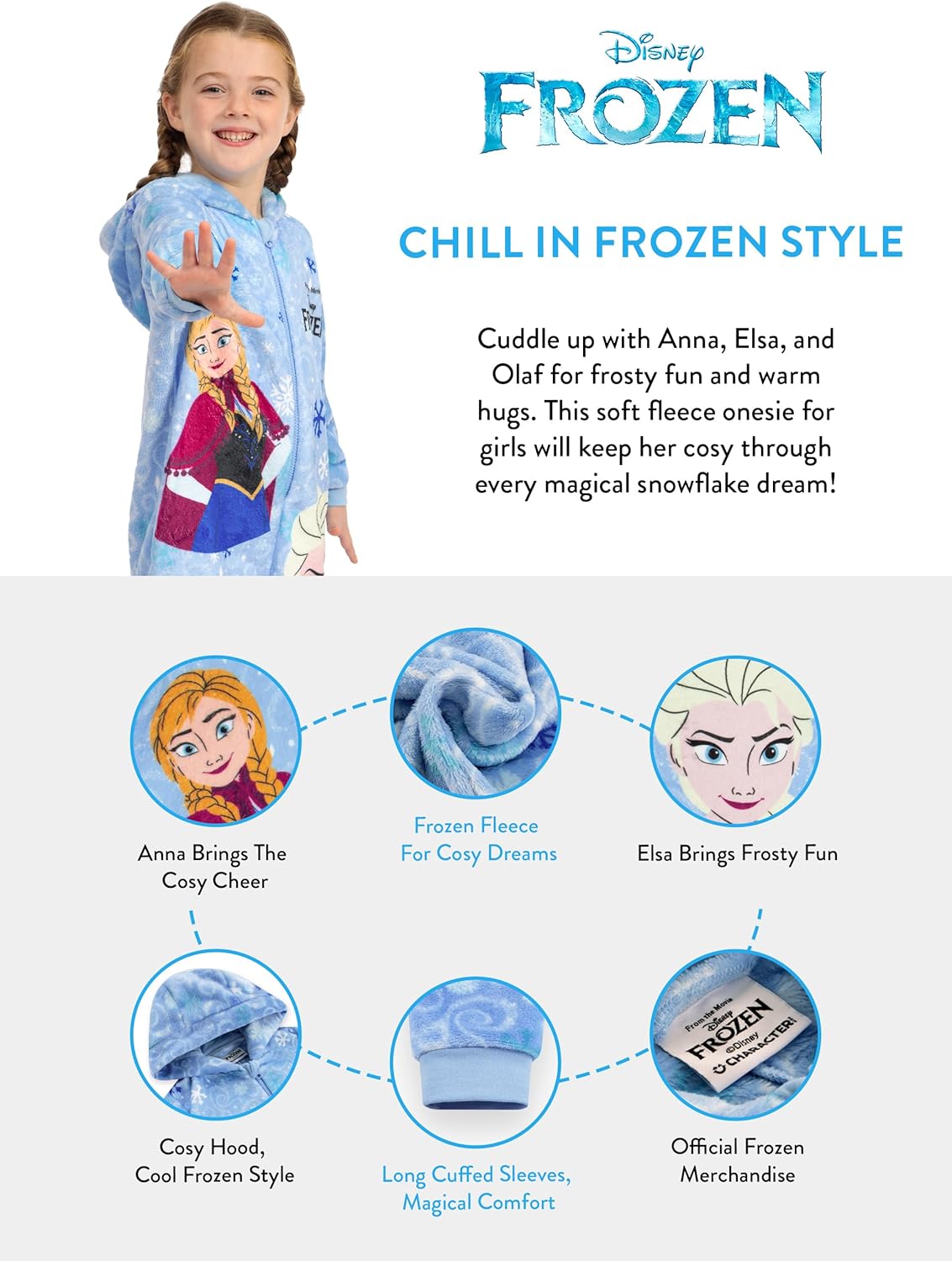 Disney Onesie, Frozen Pajamas, Anna And Elsa Girls Onesie, Fleece Girls Pajamas For Kids