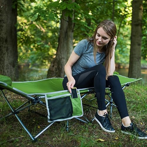 Miniatura 7 de Alpcour Catre plegable para acampar  Cama plegable de lujo para una sola persona en una bolsa con almohada para uso en interiores y exteriores