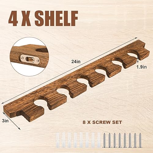 Miniatura 2 de Soporte de madera para copas de vino montado en la pared, estante para colgar copas de champán, soporte flotante de madera para cristalería de