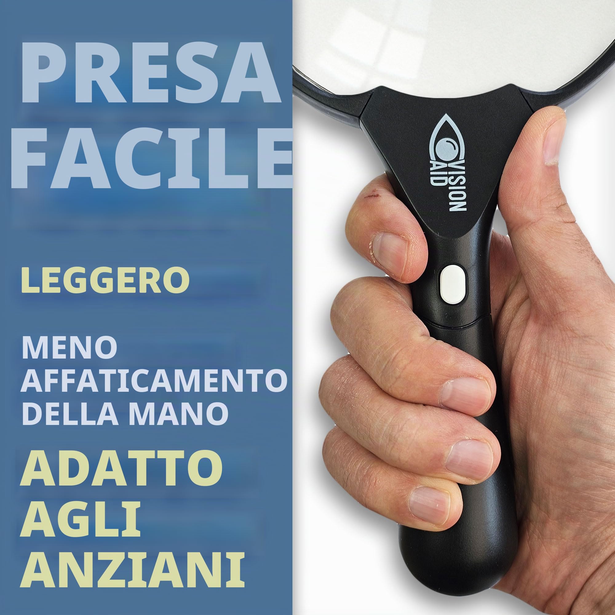 Lente d'ingrandimento grande da 14 cm con luce LED (ricaricabile tramite USB), custodia rigida, supporto, grande lente d'ingrandimento illuminata per gioielli, monete, lettura, anziani