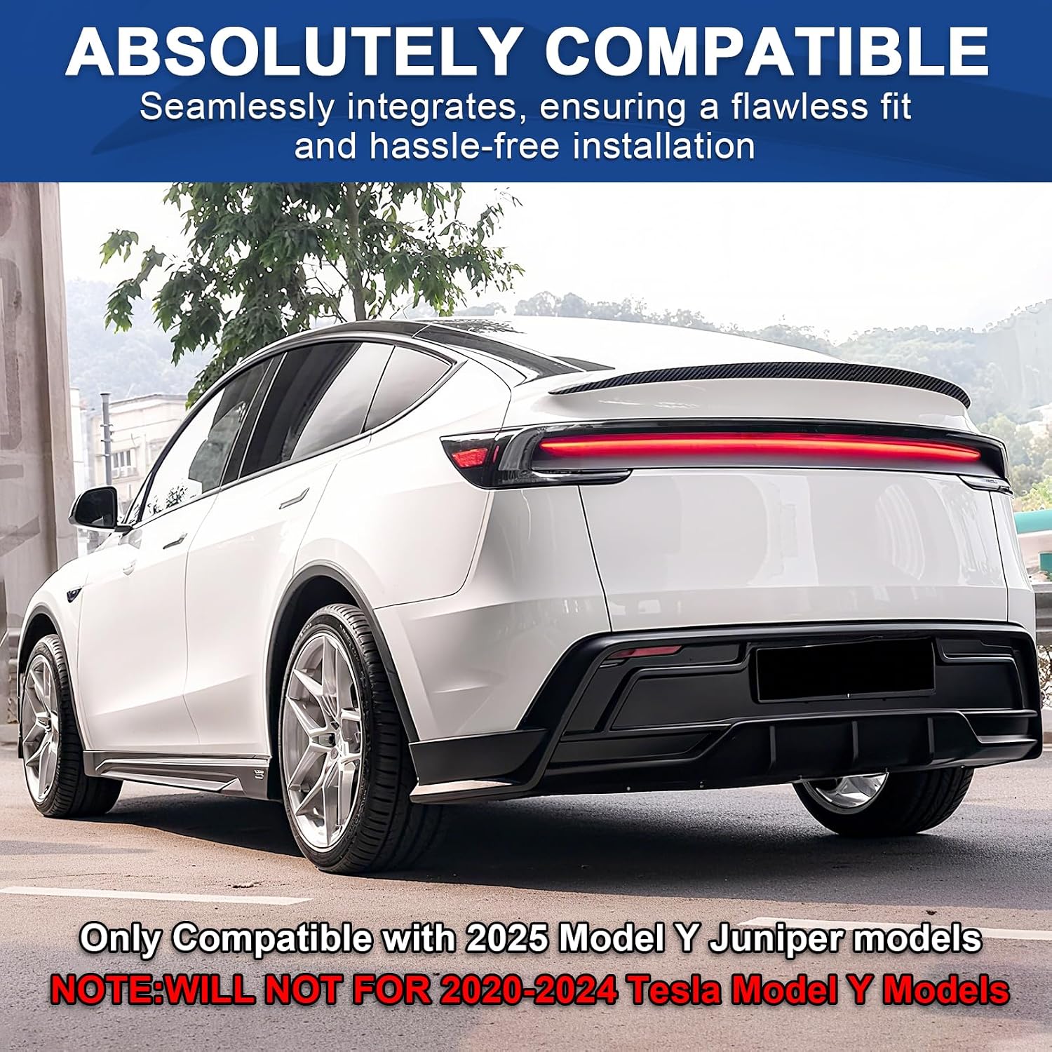 Real Carbon Fiber Spoiler for Tesla Model Y Juniper 2026+ Glossy Surface Trunk Spoiler Wing Trunk Tail Rear Trunk Lid,3M Twill Dry Carbon Fiber,Only for Gen 2 Model Y